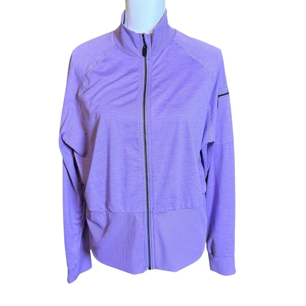 Super Soft Performance Jersey Funnel Neck Zip Purple Jacket NWOT Torrid Size 1 - Picture 2 of 6